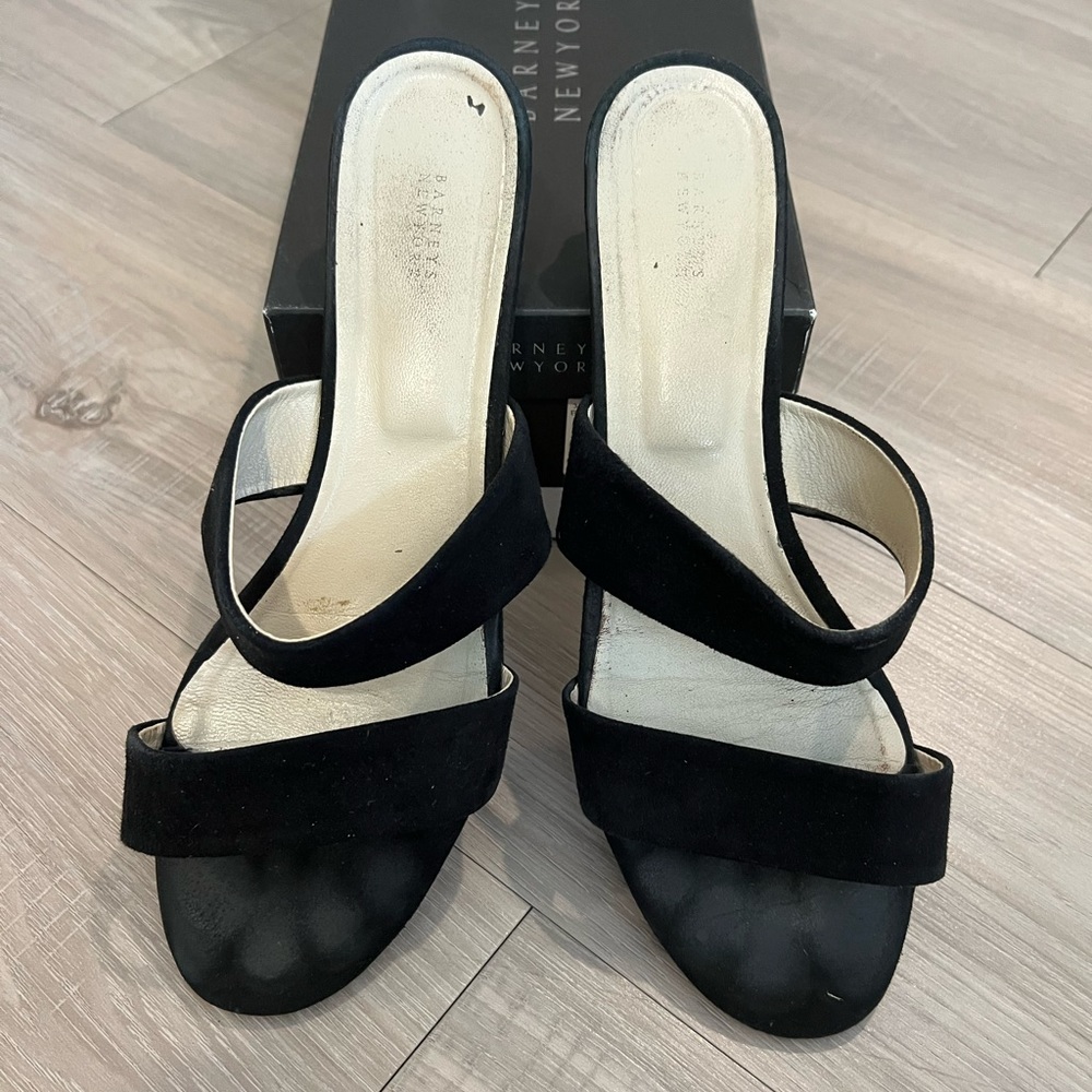 Barneys New York Black Suede Sandals
